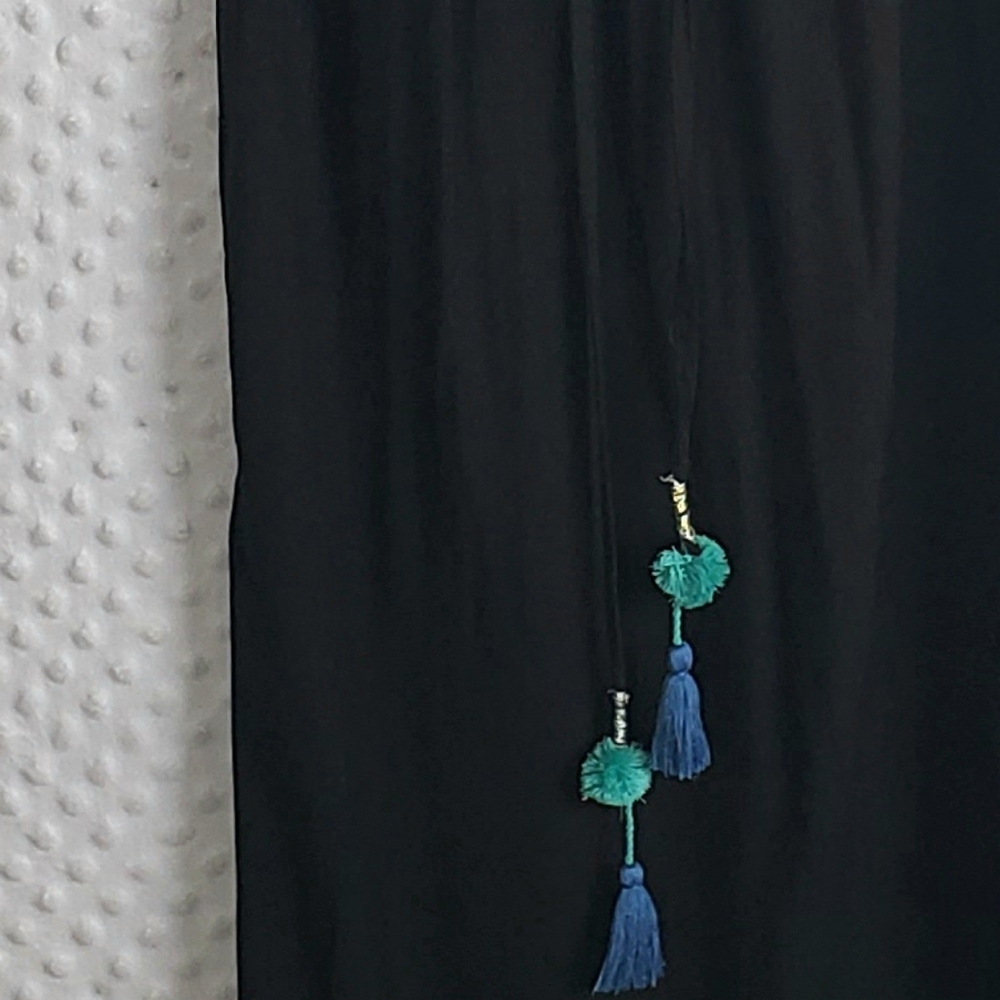 Lovestitch Boho Maxi Dress Small Black pom pom - Picture 5 of 5